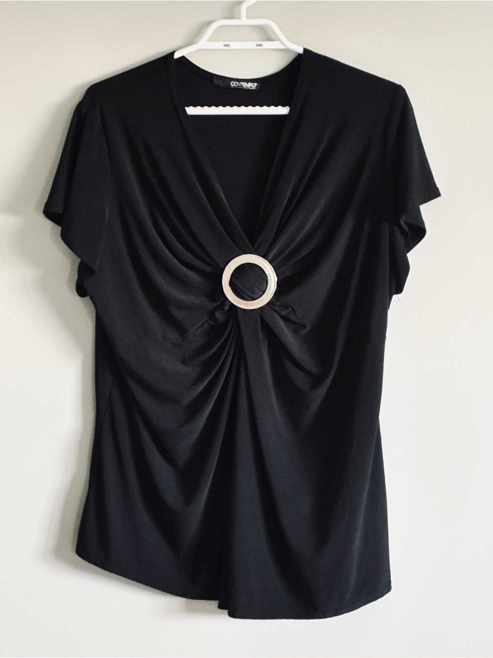 Penningtons Contempo Black Ruched Top Size 1X Like New
